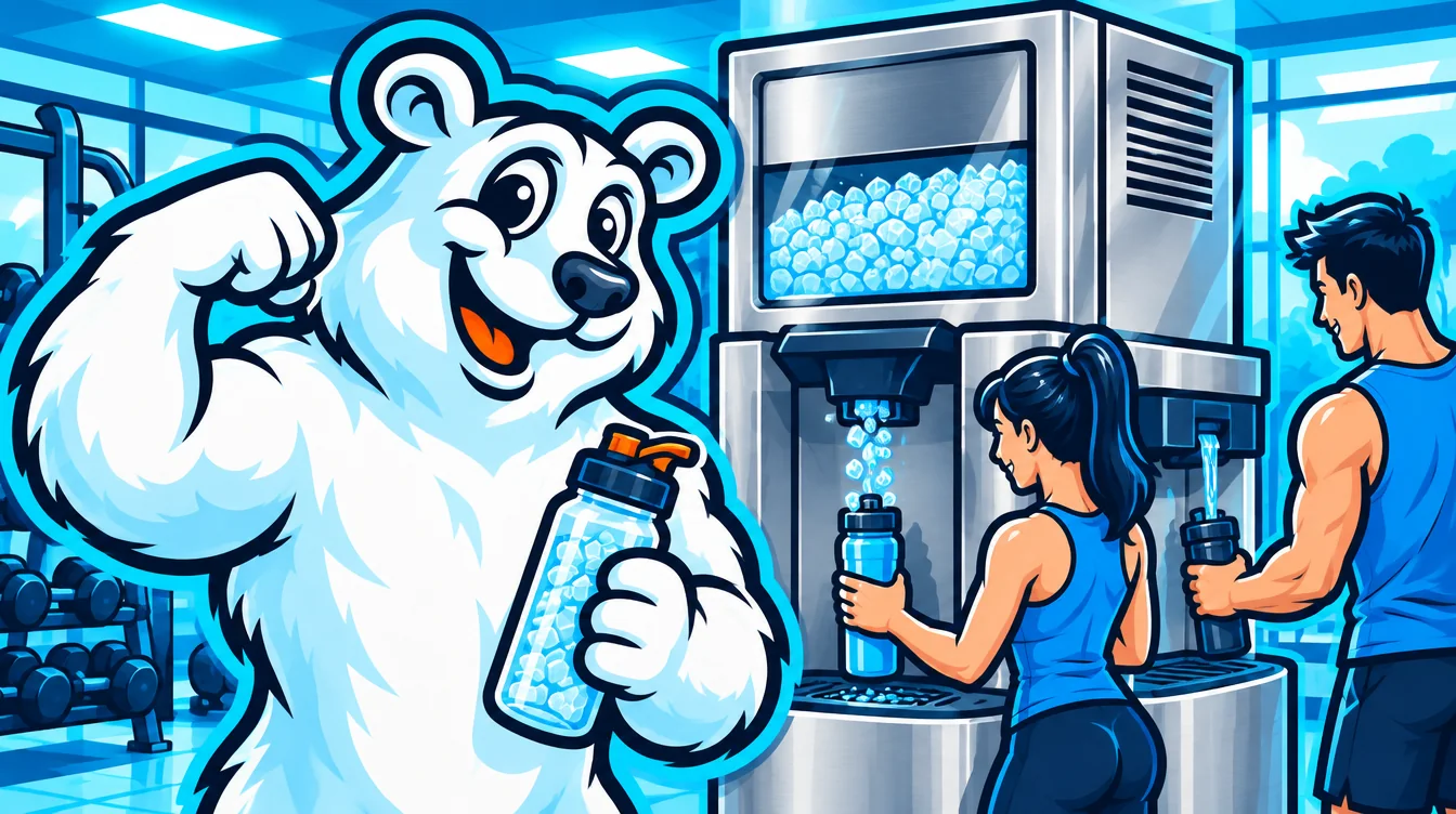 Gym hydration station with a nugget ice and water dispenser Gym hydration station with a nugget ice and water dispenser