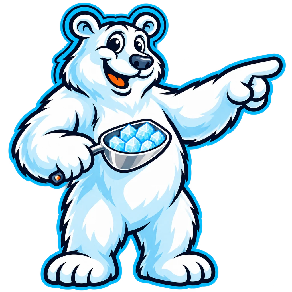 Polar Bear mascot pointing toward the quote form (transparent cutout) Polar Bear mascot pointing toward the quote form (transparent cutout)